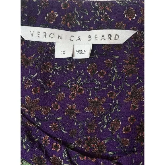 Veronica Beard Xanita Dress Womens 10 Multi Floral Mini Button Down Peasant Boho - Picture 8 of 16